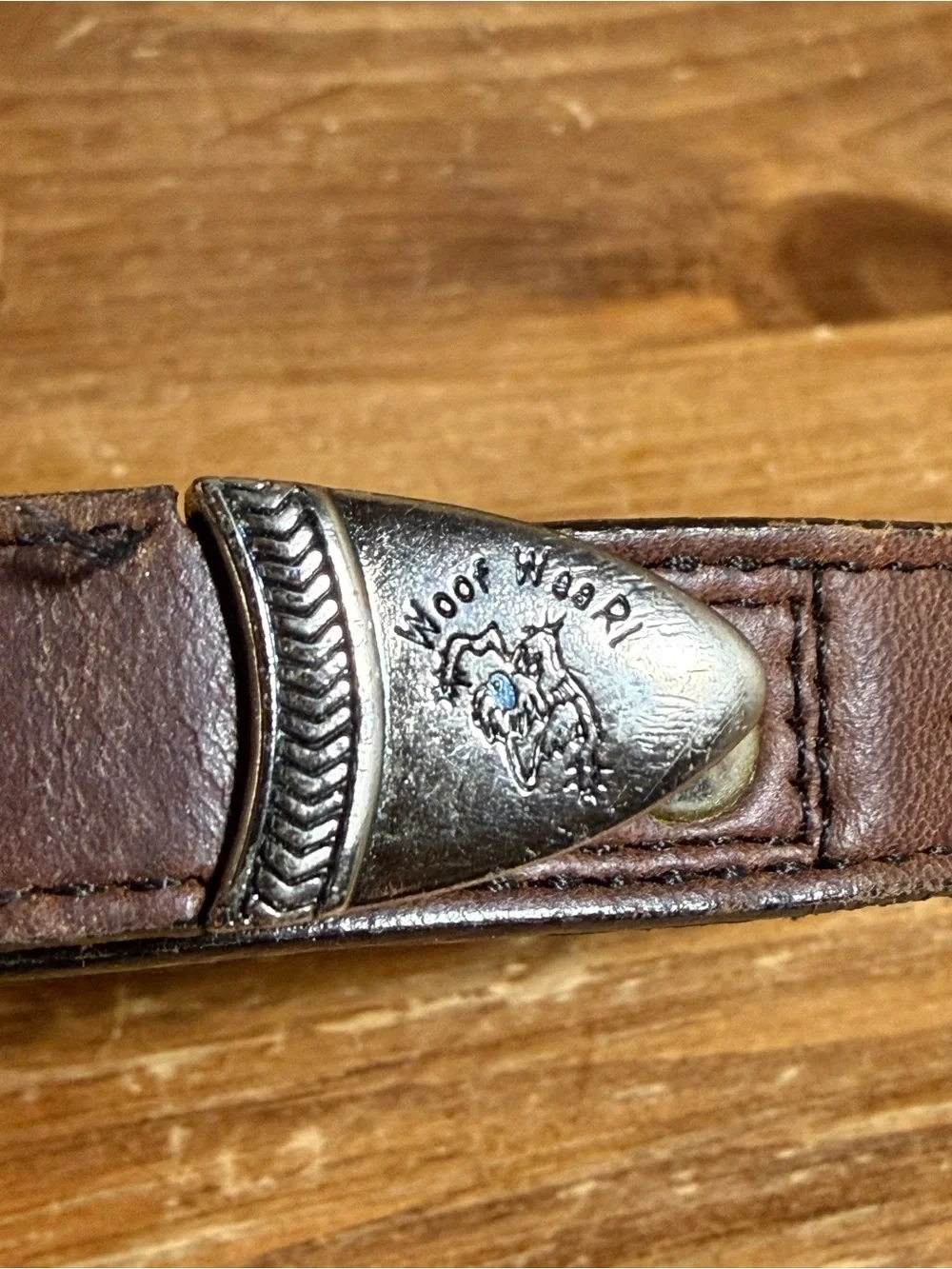 Woof Wear Studded Leather Dog Collar Mouse Design Vtg 97
